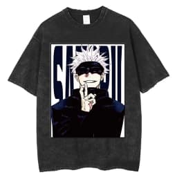 Jujutsu Kaisen Yuji Itadori & Ryomen Sukuna Split Face Printed T-shirt Men's and Women's Washed T-shirt High Quality T-shirt