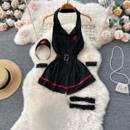 Woman Fashion Sexy Comfortable Halter Dress Summer V Neck Vintage Belt Slim Dress Women Backless Sexuality Club Dress New