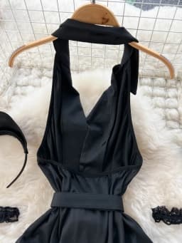 Woman Fashion Sexy Comfortable Halter Dress Summer V Neck Vintage Belt Slim Dress Women Backless Sexuality Club Dress New