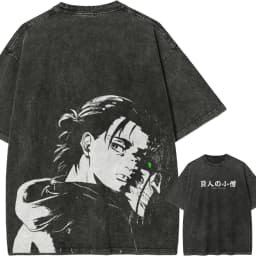 Eren Yeager T Shirt Attack on 2026 Titan Men Acid Wash Eren Founding Titan Anime Streetwear Shingeki No Kyojin Graphic Tee