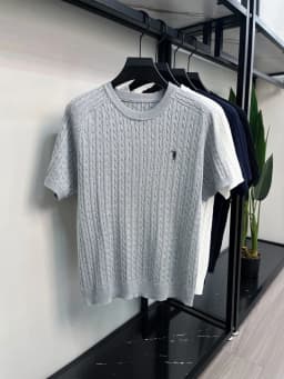 Luxury brand short sleeve T-shirt men's new trend jacquard exquisite pony embroidery summer casual golf knitted round neck top