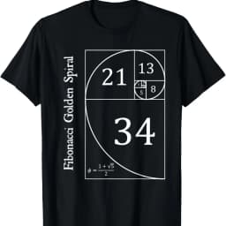 Funny Fibonacci Gold Spiral Nerd Math Teacher Gift Golden Ratio T-Shirt Mathematics Geometry Graphic Tee Casual Science Top