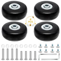 4 PCS 50x18mm Luggage Suitcase Replacement Wheels, Rubber Luggage Wheel Repair Kit Heavy Duty Suitcase Wheels Replacement(Black)