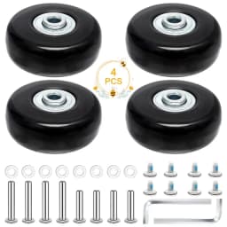4 PCS 50x18mm Luggage Suitcase Replacement Wheels, Rubber Luggage Wheel Repair Kit Heavy Duty Suitcase Wheels Replacement(Black)