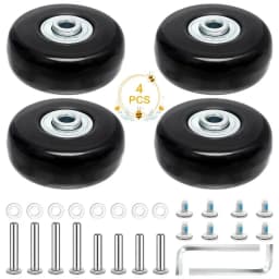 4 PCS 50x18mm Luggage Suitcase Replacement Wheels, Rubber Luggage Wheel Repair Kit Heavy Duty Suitcase Wheels Replacement(Black)
