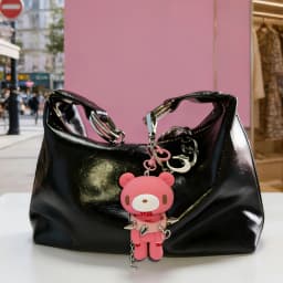 Cute Bear Spiked Keychain, PVC Cartoon Pendant for Handbags/Backpacks, Y2K Gothic Punk Key Accessory