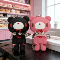 Cute Bear Spiked Keychain, PVC Cartoon Pendant for Handbags/Backpacks, Y2K Gothic Punk Key Accessory