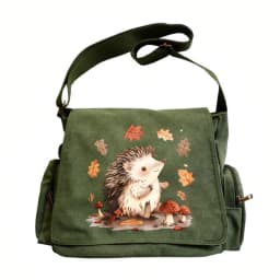 Casual Womens Messenger Bag Hedgehog Print Canvas Large Capacity Crossbody Bag Daily Use Laptop Bag