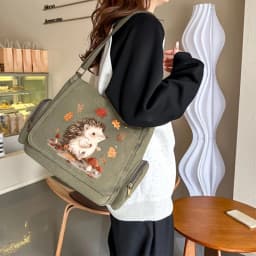 Casual Womens Messenger Bag Hedgehog Print Canvas Large Capacity Crossbody Bag Daily Use Laptop Bag