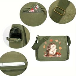 Casual Womens Messenger Bag Hedgehog Print Canvas Large Capacity Crossbody Bag Daily Use Laptop Bag
