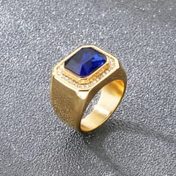KALEN Trendy Stainless Steel Larger Men's Finger Ring Square Cut Zircon Stone Cocktail Rings Hip Hop Business Fashion Jewelry