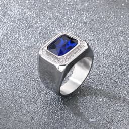 KALEN Trendy Stainless Steel Larger Men's Finger Ring Square Cut Zircon Stone Cocktail Rings Hip Hop Business Fashion Jewelry