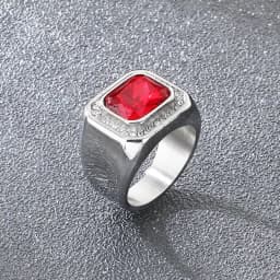 KALEN Trendy Stainless Steel Larger Men's Finger Ring Square Cut Zircon Stone Cocktail Rings Hip Hop Business Fashion Jewelry