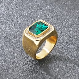KALEN Trendy Stainless Steel Larger Men's Finger Ring Square Cut Zircon Stone Cocktail Rings Hip Hop Business Fashion Jewelry