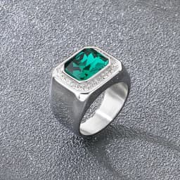 KALEN Trendy Stainless Steel Larger Men's Finger Ring Square Cut Zircon Stone Cocktail Rings Hip Hop Business Fashion Jewelry