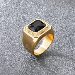 KALEN Trendy Stainless Steel Larger Men's Finger Ring Square Cut Zircon Stone Cocktail Rings Hip Hop Business Fashion Jewelry