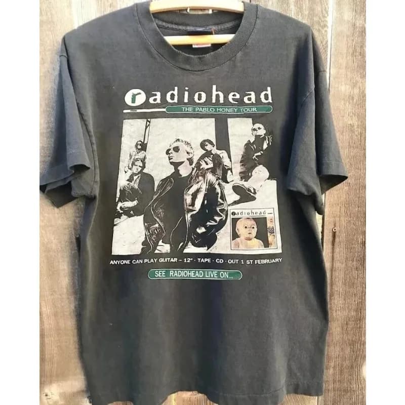 Radiohead Charcoal Gray T-shirt Men's T-shirt Suitable for Both Men and Women in Summer Y2K Casual Fashion T-shirt