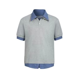 Fake Two-piece Plaid Polo-collar Shirt Short-sleeved Splice Design American Preppy Style Tshirts Casual Unisex Pullovers T-shirt