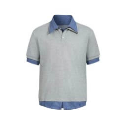 Fake Two-piece Plaid Polo-collar Shirt Short-sleeved Splice Design American Preppy Style Tshirts Casual Unisex Pullovers T-shirt