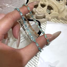 New sterling silver bracelet square full shining cat eye stone adjustable bracelet sea blue gemstone zircon silver bracelet Gift