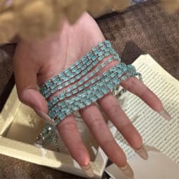 New sterling silver bracelet square full shining cat eye stone adjustable bracelet sea blue gemstone zircon silver bracelet Gift