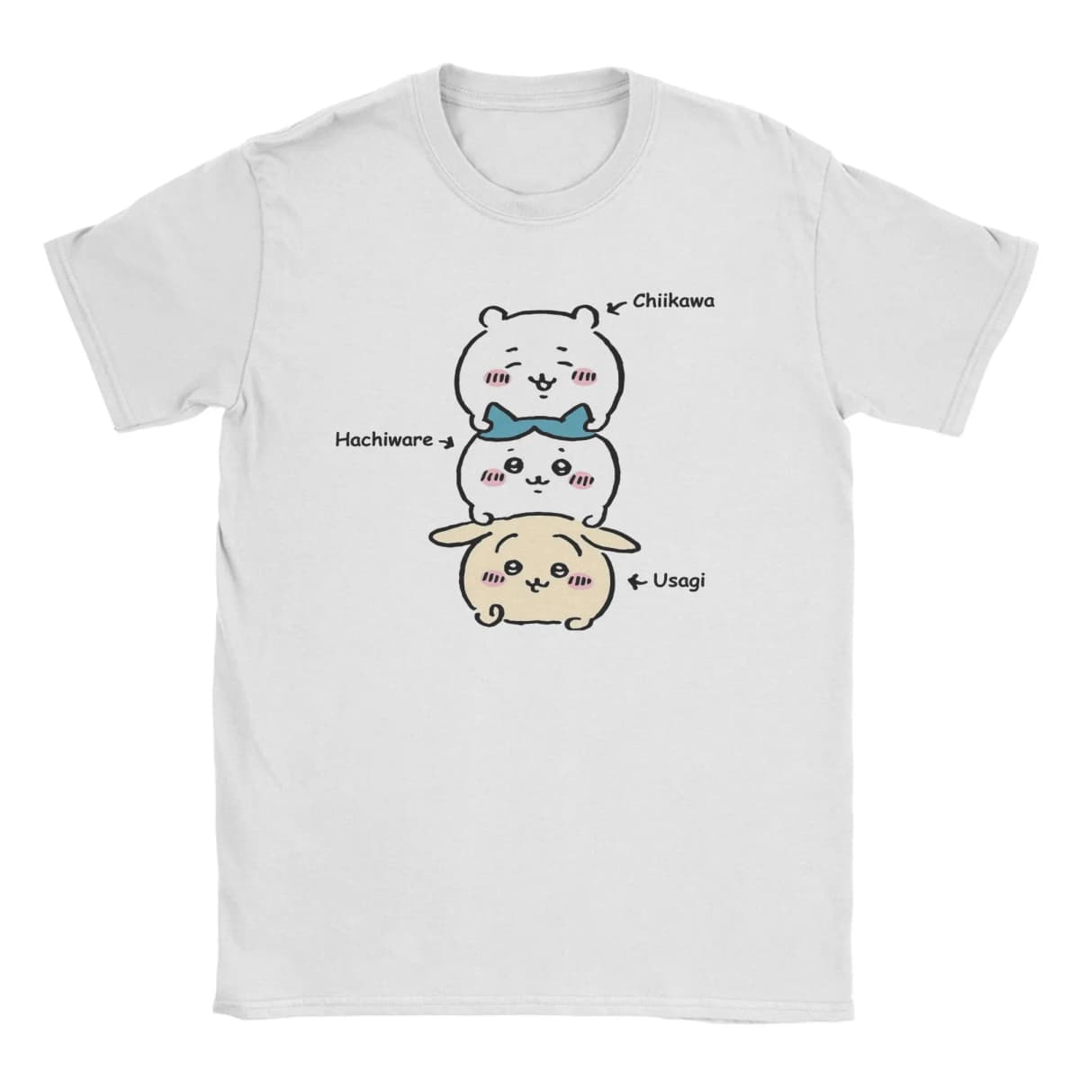 Vintage Chiikawas Usagi Hachiware Anime T-Shirts Men Round Neck 100% Cotton T Shirts Short Sleeve Tees 6XL Tops