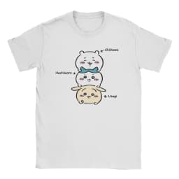 Vintage Chiikawas Usagi Hachiware Anime T-Shirts Men Round Neck 100% Cotton T Shirts Short Sleeve Tees 6XL Tops