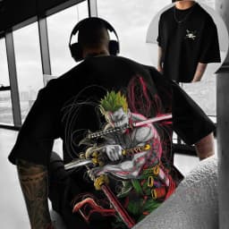 2026 One Piece Zoro Luffy Anime Printed pure Cotton T-shirt American Men's and Women's Summer Breathable Sports Round-neck Top