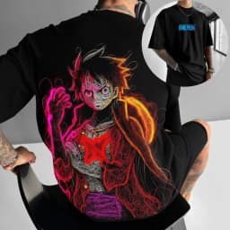 2026 One Piece Zoro Luffy Anime Printed pure Cotton T-shirt American Men's and Women's Summer Breathable Sports Round-neck Top