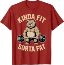 2026 Kinda Fit Sorta Fat - Funny Bear Weightlifting Workout T-Shirt Humor Raccoon Weightlifter Fitness Saying Tee Novelty Summer