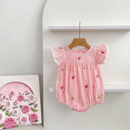2026 Summer 0-24M Baby Girl Flying Sleeve Cotton Embroidery Baby Bodysuit 2-6Yrs Kids Sweet Party Frock Dresses Sister Clothing
