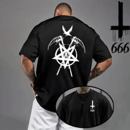 2026 Men's T-shirt Spring Summer Daily Casual Fashion Short Sleeve 8 Styles Satan Inverted Cross Prints Patterns Tees Oversize