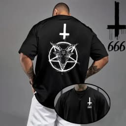 2026 Men's T-shirt Spring Summer Daily Casual Fashion Short Sleeve 8 Styles Satan Inverted Cross Prints Patterns Tees Oversize