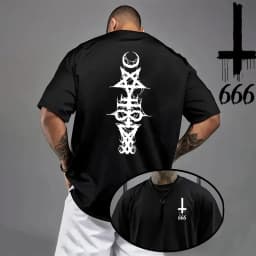 2026 Men's T-shirt Spring Summer Daily Casual Fashion Short Sleeve 8 Styles Satan Inverted Cross Prints Patterns Tees Oversize