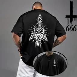 2026 Men's T-shirt Spring Summer Daily Casual Fashion Short Sleeve 8 Styles Satan Inverted Cross Prints Patterns Tees Oversize