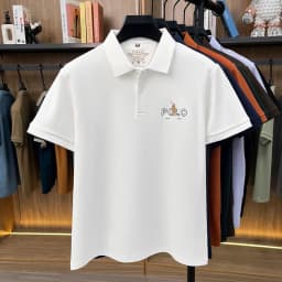 Designer brand silk cotton short sleeve polo shirt summer new business casual Paul Pony embroidered fashion golf men's T-shirt