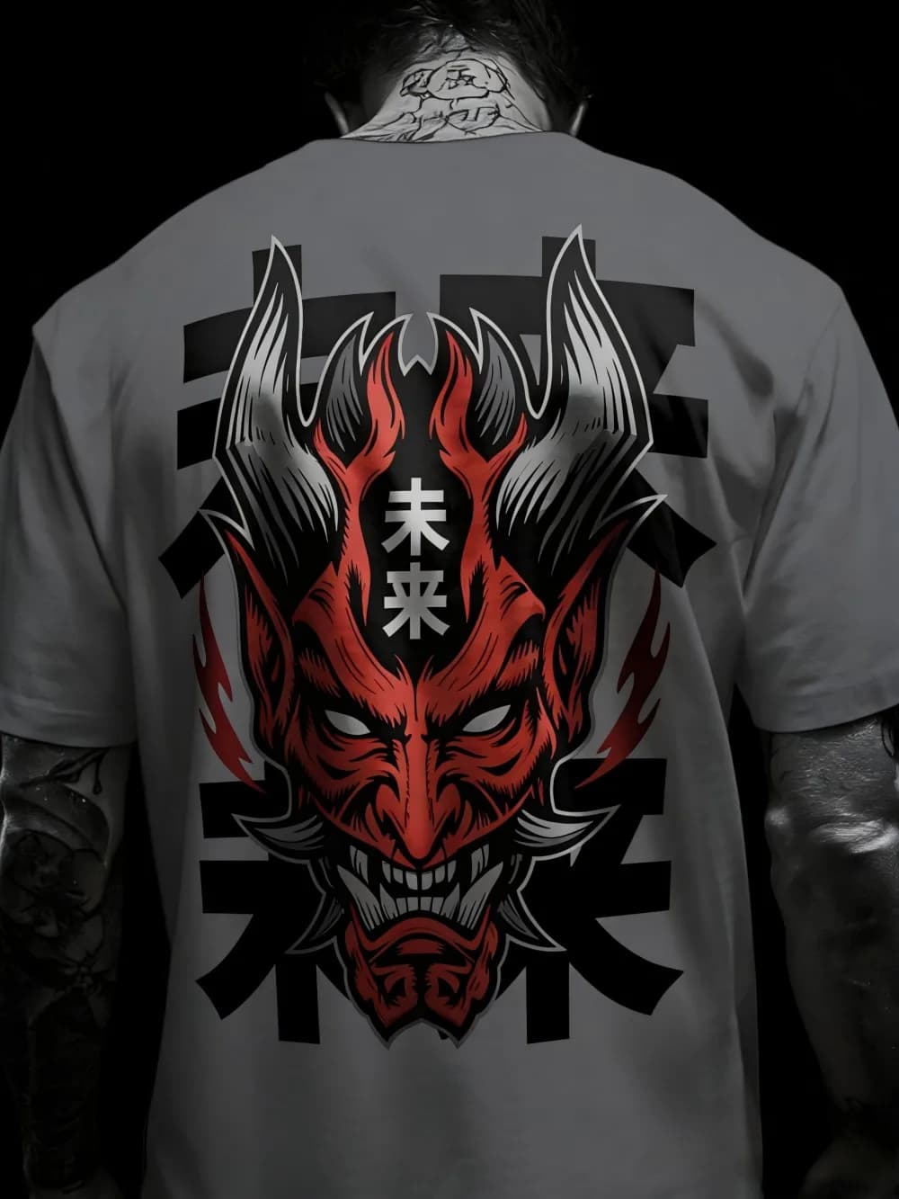 New men's summer ghost mask, futuristic letter print, comfortable and breathable round neck T-shirt outdoor street top