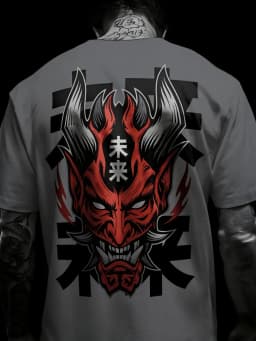 New men's summer ghost mask, futuristic letter print, comfortable and breathable round neck T-shirt outdoor street top