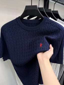 High end luxury brand short sleeve knitted T-shirt Korean casual comfort men's summer new Paul Pony embroidered round neck top