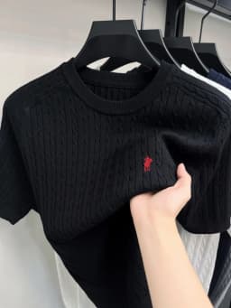 High end luxury brand short sleeve knitted T-shirt Korean casual comfort men's summer new Paul Pony embroidered round neck top