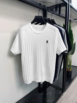 High end luxury brand short sleeve knitted T-shirt Korean casual comfort men's summer new Paul Pony embroidered round neck top