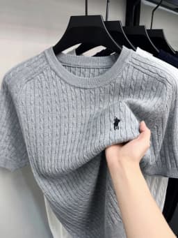 High end luxury brand short sleeve knitted T-shirt Korean casual comfort men's summer new Paul Pony embroidered round neck top