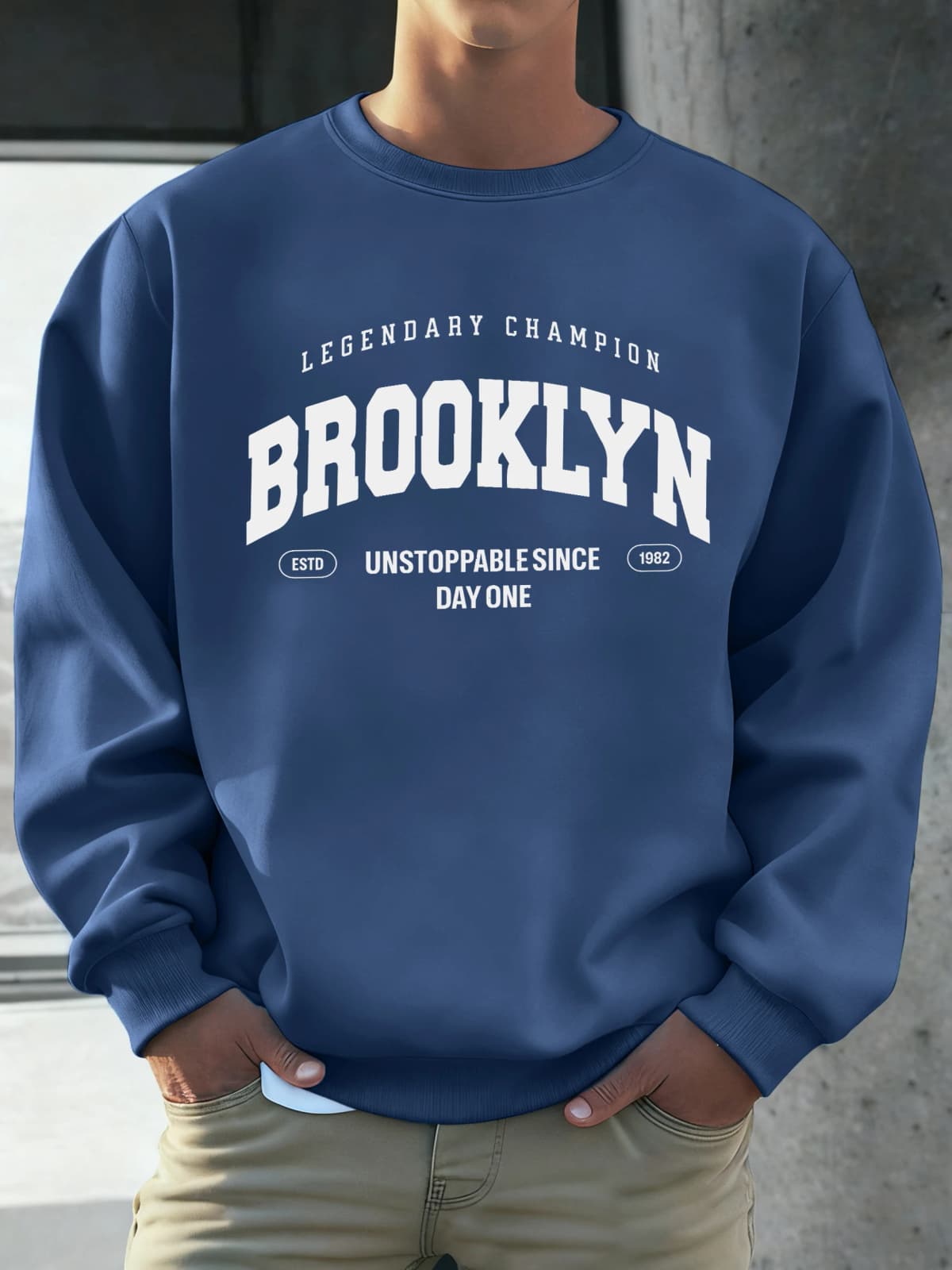 Brooklyn Unstoppable Since Day One Printed Man Sweatshirt Soft Warm Fashion Pullover Fleece Loose Long Sleeve Autumn Sportswear