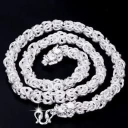 Fashion kpop solid Sterling Silver necklace for men pretty 8MM round faucet dragon 60cm Versatile jewelry wedding gifts