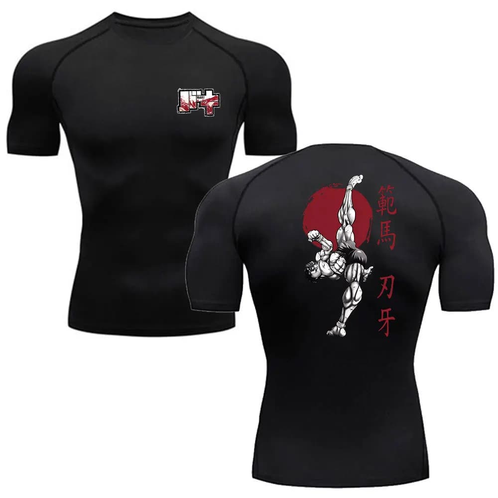 Anime Baki Hanma Men'S T Shirt Gym Fitness Boxing Outdoor Training MMA Rash Guard Tshirt Herren Jiu Jitsu Bjj Sport