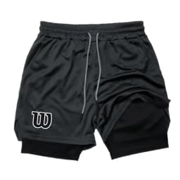 Men 2 in 1 Double Layer Running Shorts Sports Casual Gym Workout Brand Mesh Breathable Basketball running Shorts Summer2026