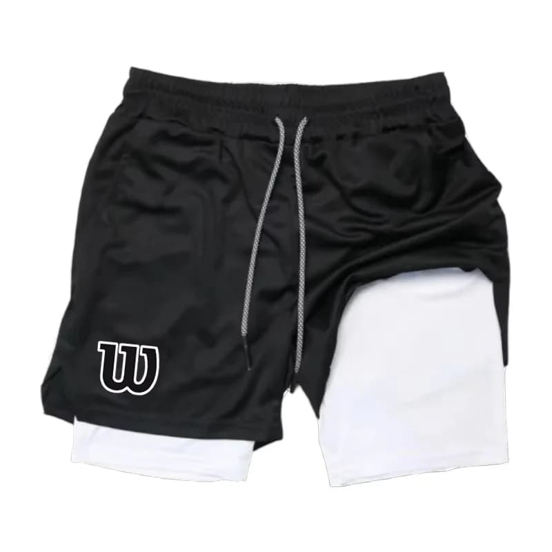 Men 2 in 1 Double Layer Running Shorts Sports Casual Gym Workout Brand Mesh Breathable Basketball running Shorts Summer2026