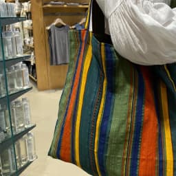 Ladies Bohemian Striped Linen Tote Bag Large Capacity Casual Shoulder Bag Daily Handbag for Daily Commute Shopping Travel