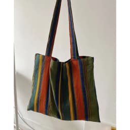 Ladies Bohemian Striped Linen Tote Bag Large Capacity Casual Shoulder Bag Daily Handbag for Daily Commute Shopping Travel