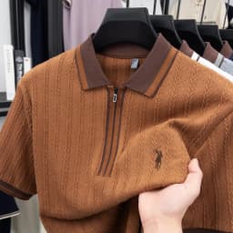 Luxury brand knitted short sleeve polo shirt Paul Pony embroidered stripe design men's T-shirt summer fashion Korean casual top